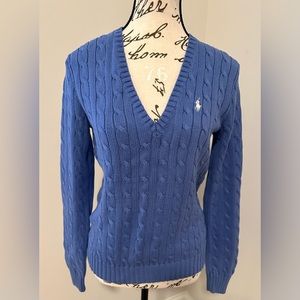 Ralph Lauren Sport Blue V Neck Sweater.  Like New Condition.  Size Medium.